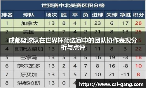 成都篮球队在世界杯预选赛中的团队协作表现分析与点评